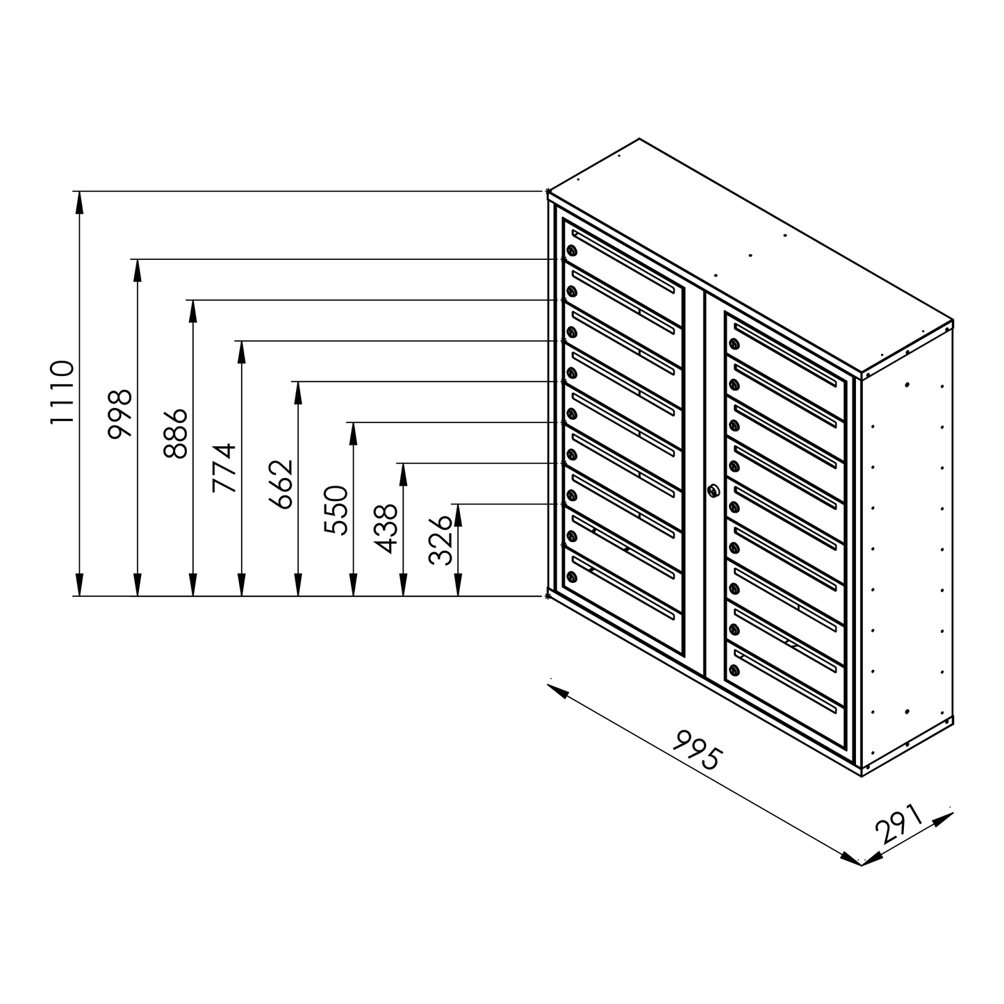 Fastighetsbox RENZ Classic Liggande 2x7 fack - Renz Shop