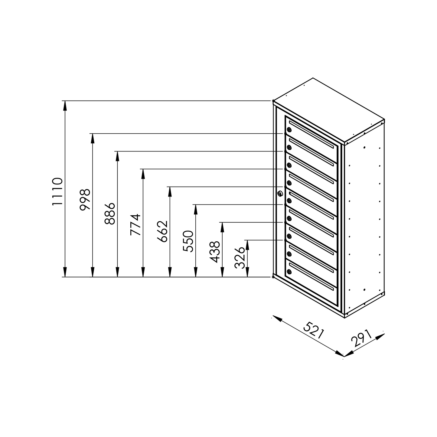 OUTLET Fastighetsbox RENZ Classic Liggande 1x3 fack - Renz Shop