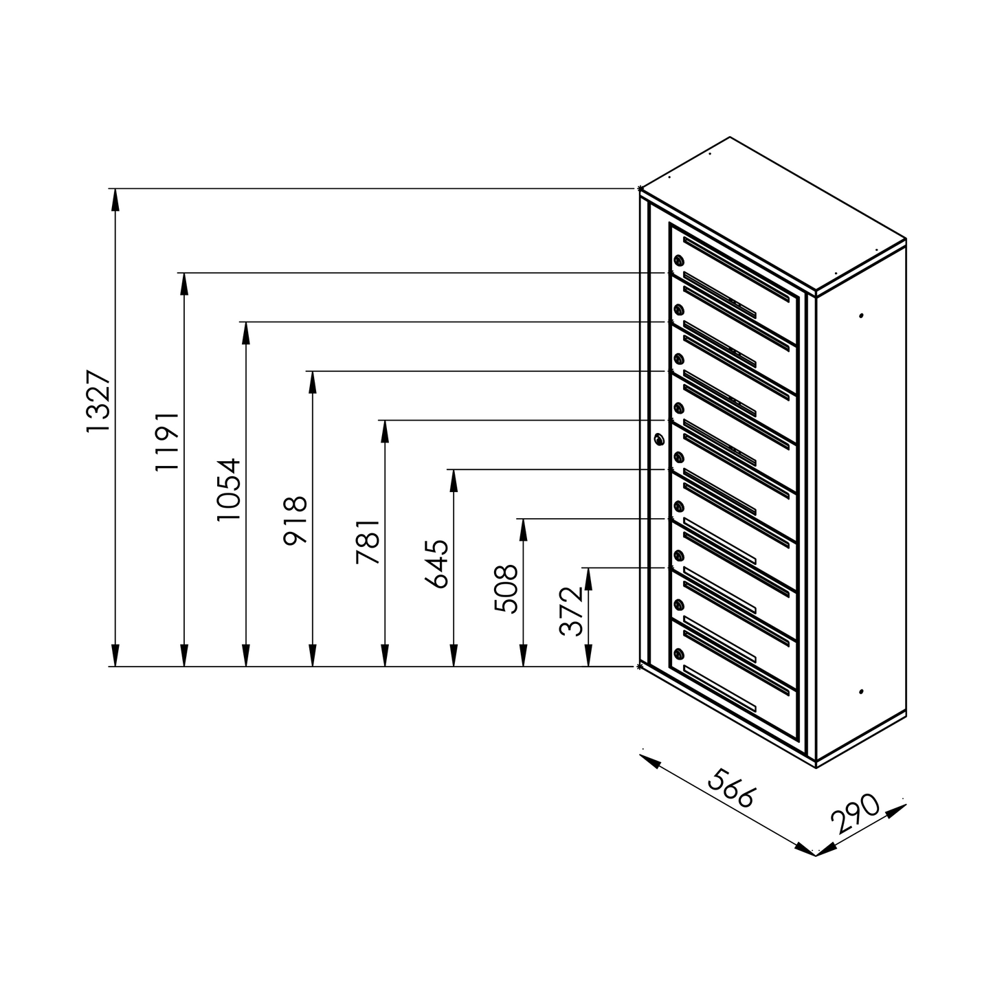 OUTLET Fastighetsbox RENZ Prima Liggande 1x4 fack - Renz Shop
