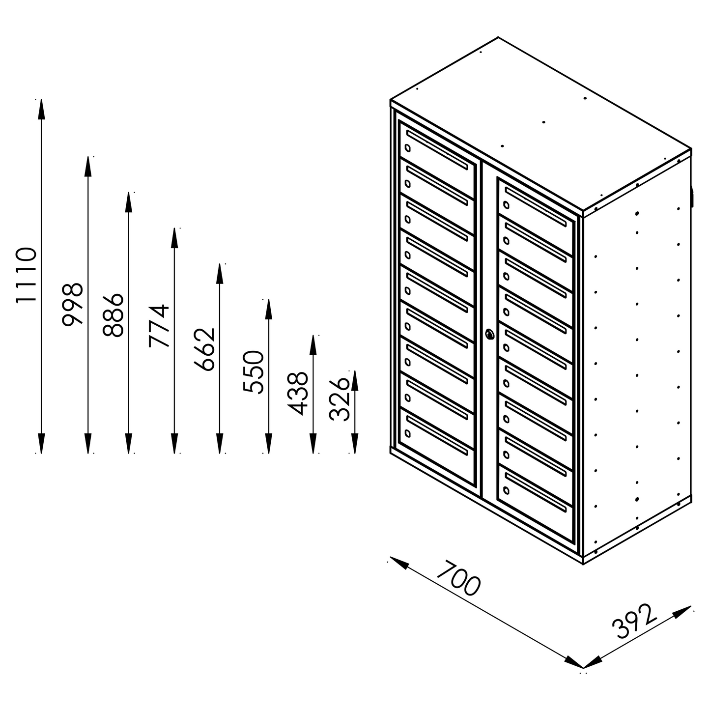 OUTLET Fastighetsbox RENZ Classic Kompakt SE 2x9 fack
