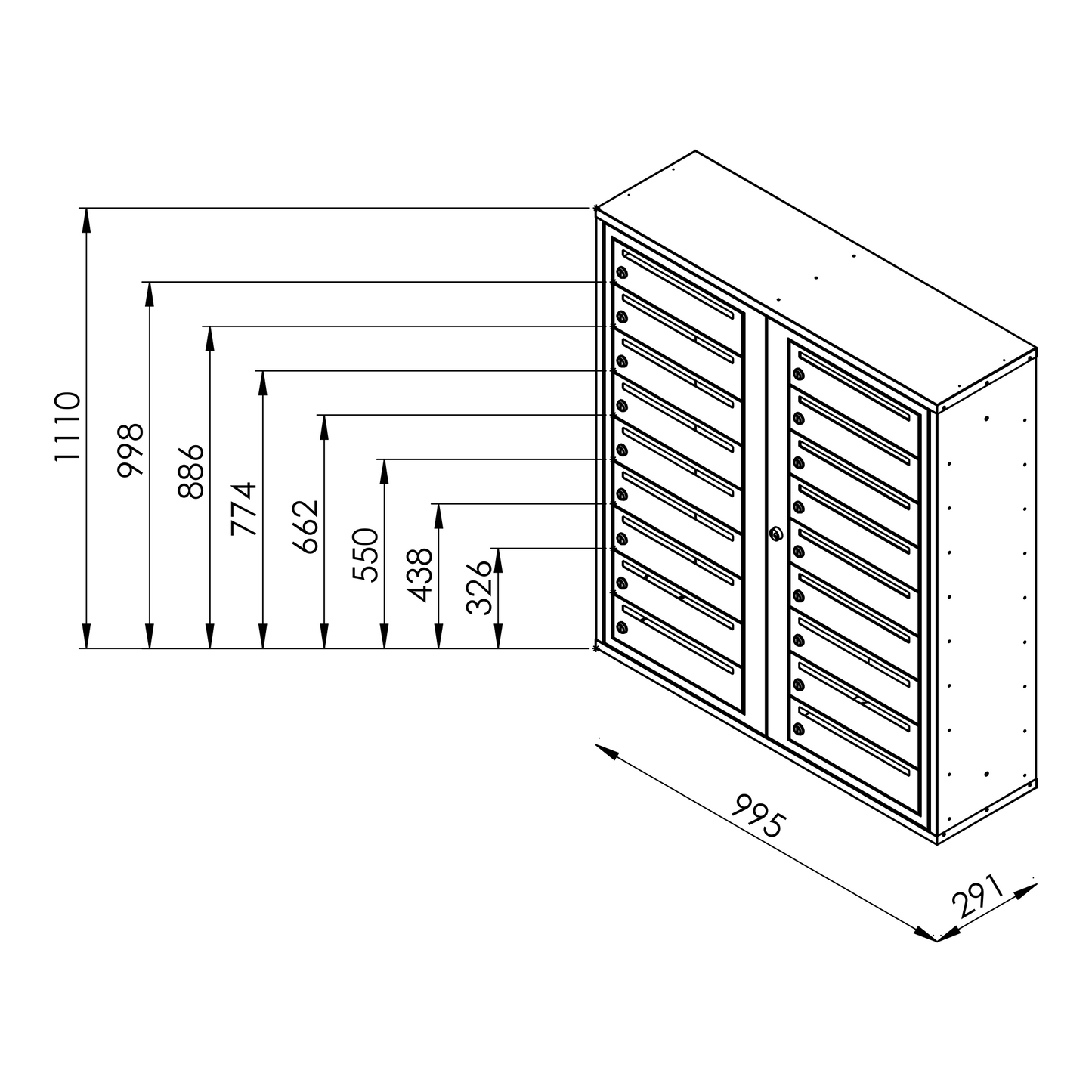 Fastighetsbox RENZ Classic Liggande 2x3 fack - Renz Shop