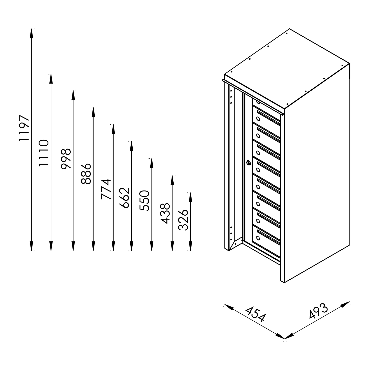 Fastighetsbox RENZ Classic Utomhus 1x9 fack