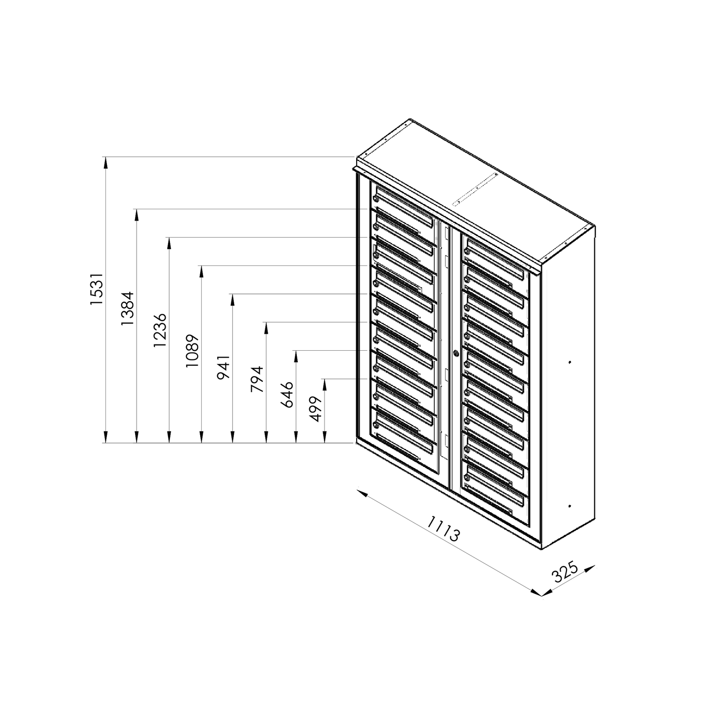 Fastighetsbox RENZ Excellence Utomhus 2x8 fack