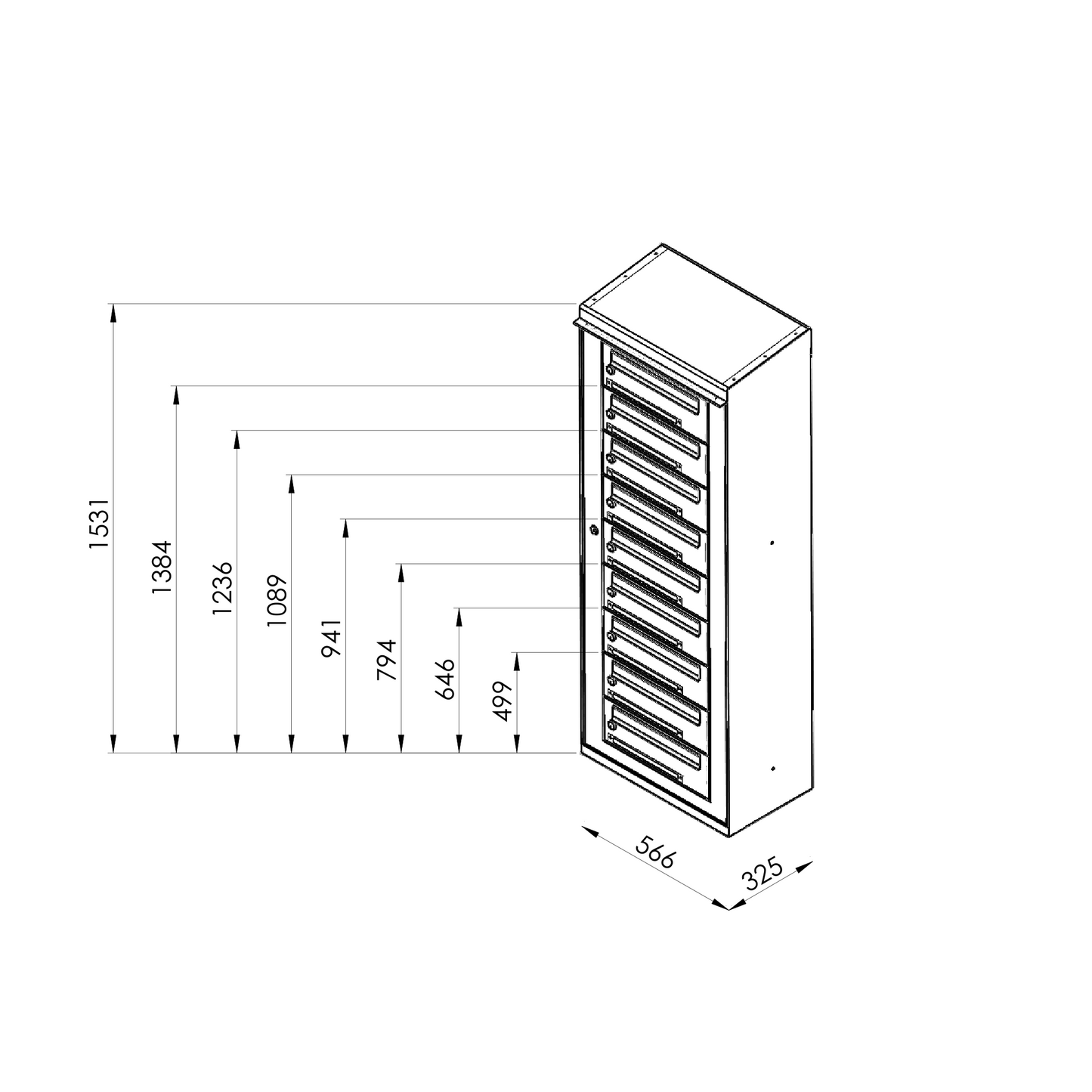 Fastighetsbox RENZ Excellence Utomhus 1x3 fack