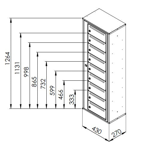 OUTLET Fastighetsbox RENZ Classic Kompakt NO 1x7 fack